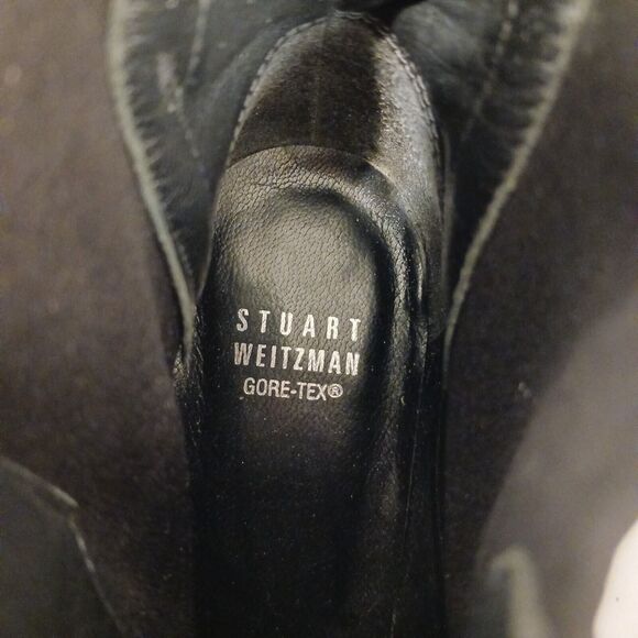 Stuart Weitzman Ankle Boots Neoprene Gore-Tex Sz 7 Black WATERPROOF Buckle Goth - Picture 10 of 16